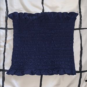 Rouche Crop Top Dark blue Shein